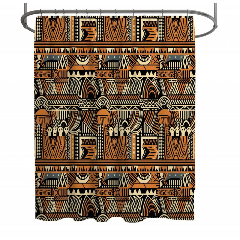 Rideau de douche africain - Décoration de salle de bain tribale, H 93 po x l 70 po