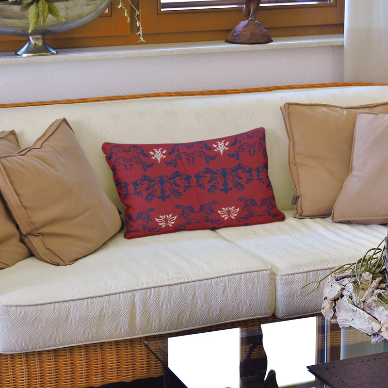 Housse de coussin Football Baroque, Polyester sergé, Bleu foncé / rouge / blanc