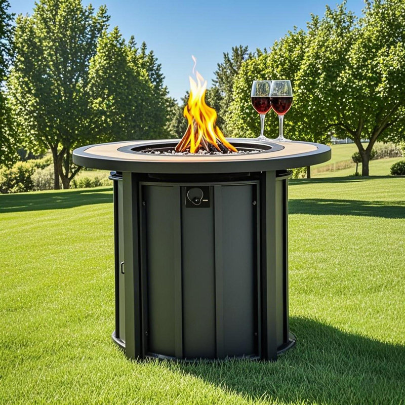 30" Propane Gas Fire Pit Table, 26" H x 30" W x 30" D, Black/Brown