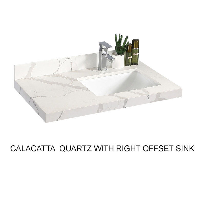 Ensemble de meuble-lavabo simple 36 po Uckfield, Calacatta, Bleu marine