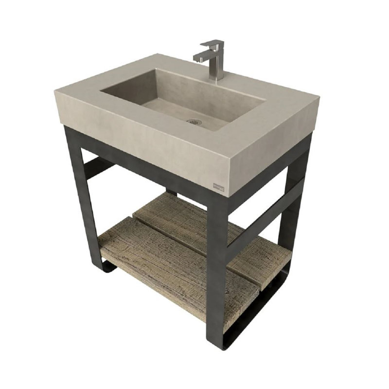 Outland 30" Vanity with Concrete Rectangle Sink, Single Hole, Graphite, Brushed Nickel, 30"