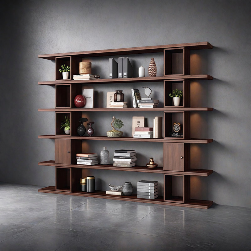 Une bibliothèque de qualité classique, (6 tablettes) H 78,7 po x l 78,7 po x P 13,7 po