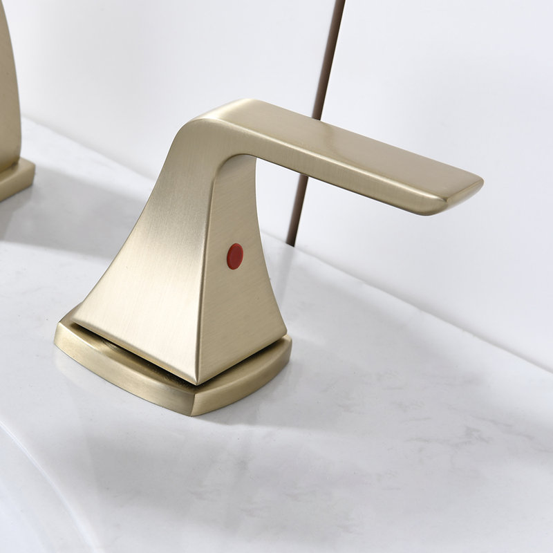 Widespread Bathroom Faucet with Drain Assembly, Brushed Gold