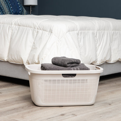 40L Laundry Basket, Clothes Hamper, Linen Design, Plastic, 23.25"L x 15.25"W x 11"H,