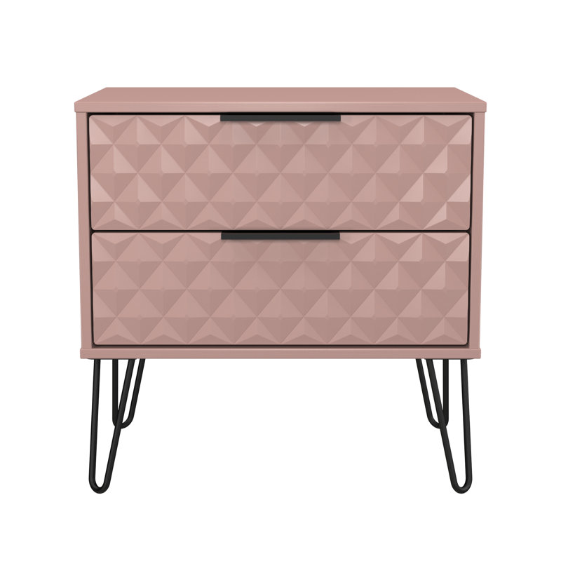 Harlequin 58cm W Manufactured Wood Bedside Table, Pink