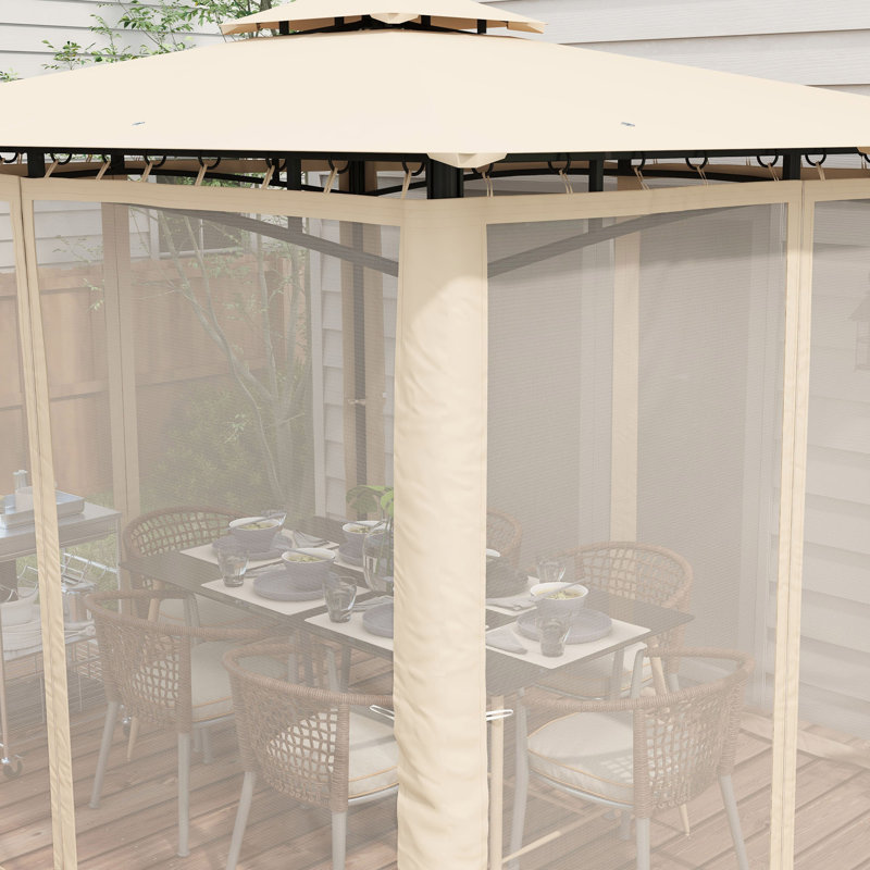 Abri de jardin avec filet, abri de jardin à double toit, Beige