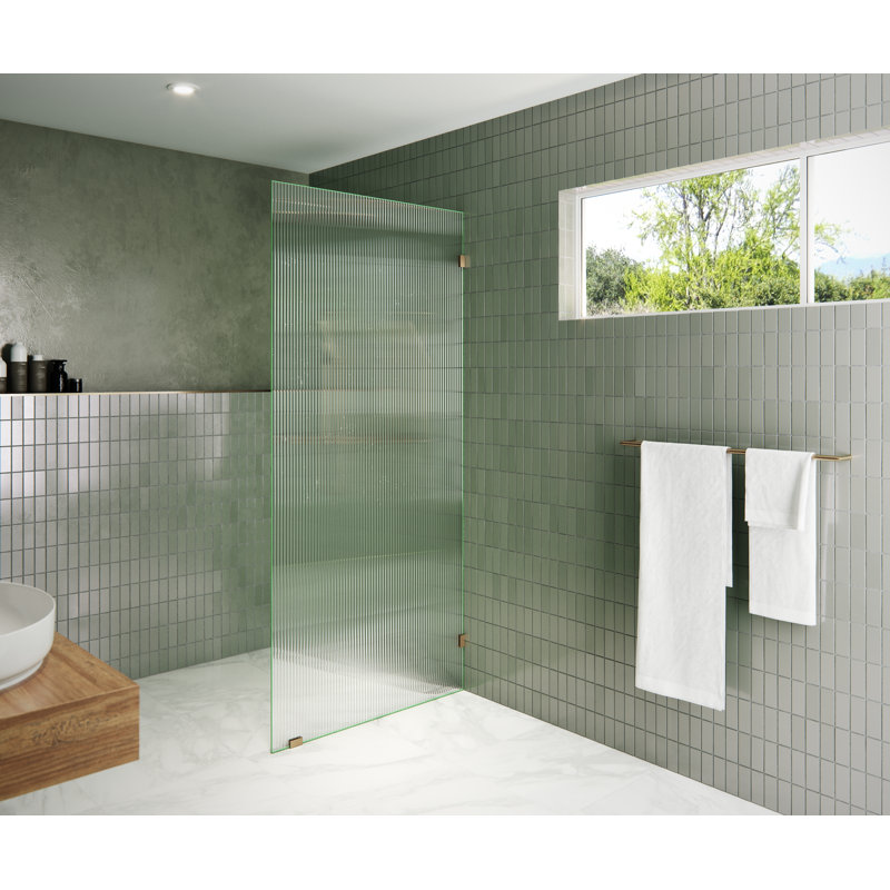 Gaia 36 in. x 78 in. Frameless Fluted Single Fixed Shower Panel, Brushed Bronze