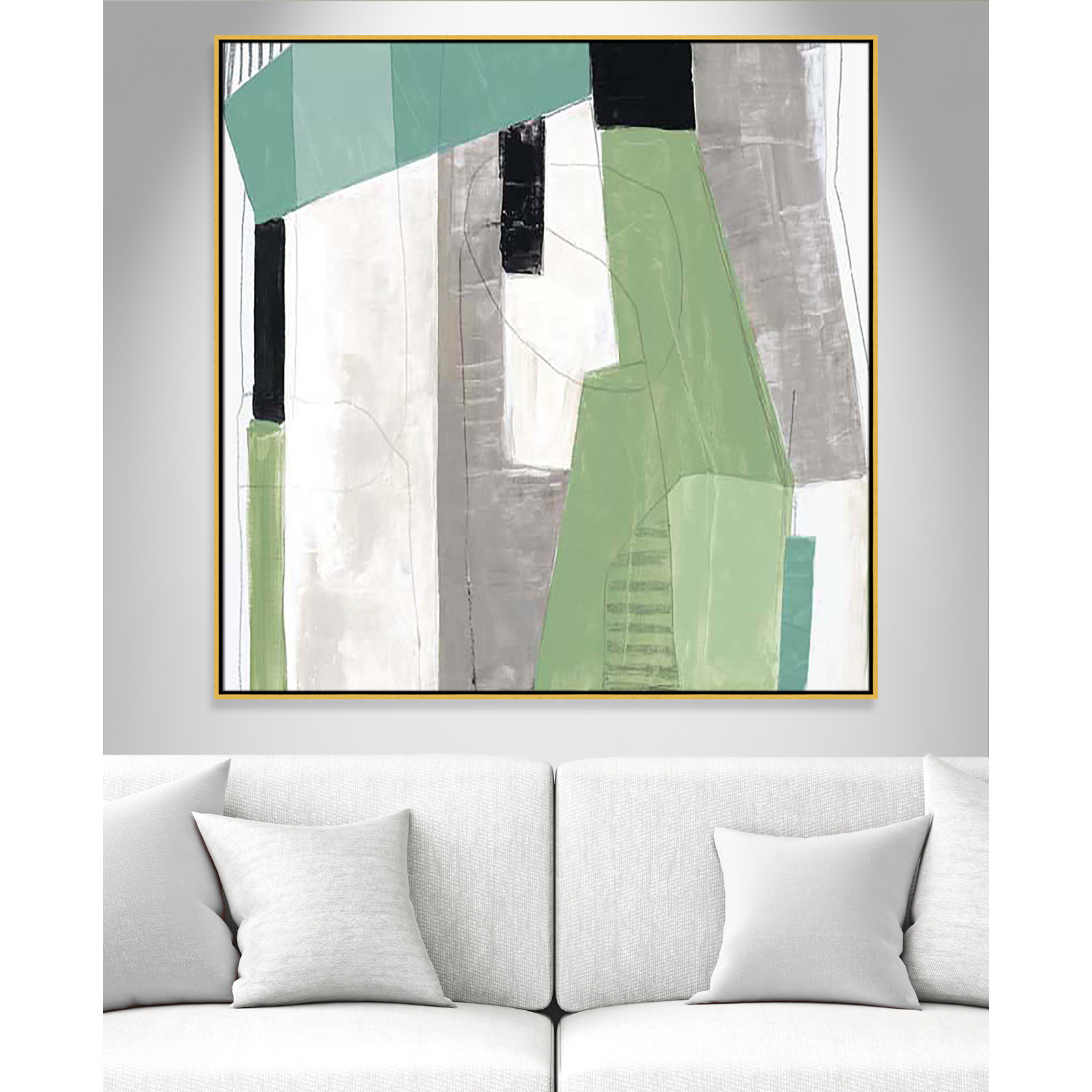 Evergreen Essence I Print, 46.5" H x 46.5" W x 2" D, Gold Floater Framed
