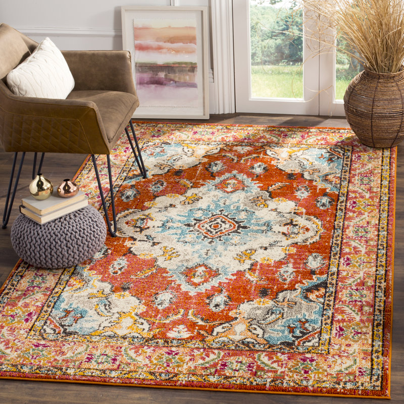 Hertzler Oriental Orange Area Rug, Rectangle 11' x 15'