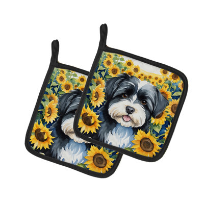 Caroline's Treasures In Sunflowers Floral Polyester Potholder Set