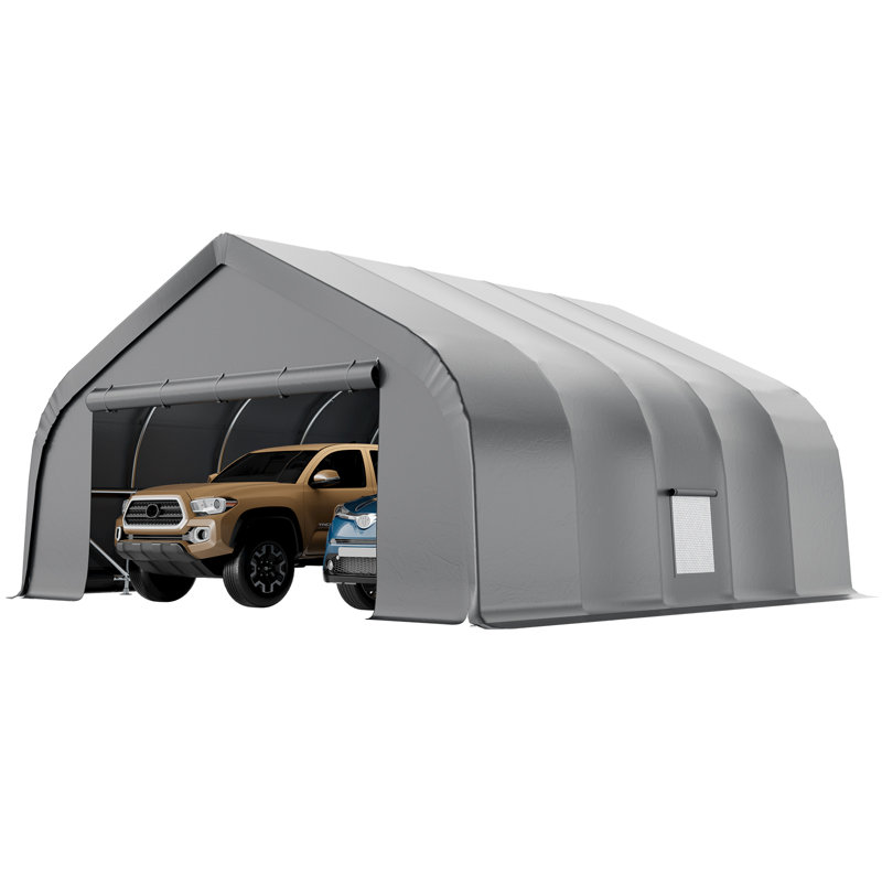 Heavy Duty Durable Carport, Aluminum Frame Garage Shelter & Storage, Waterproof 3-Layer Pe Cover, 20' x 20'