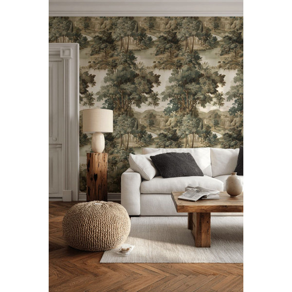 Lark Manor™ Toile Landscape Wallpaper Vintage Peel And Stick Scenic ...
