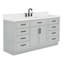 Meuble-lavabo simple en bois massif 66 po avec plateau en quartz blanc Thornaby-1160528167-1195506913