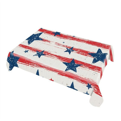 Memorial Day Star And Stripe Rectangular Tablecloth 60" x 120" Outdoor Patriotic Parties