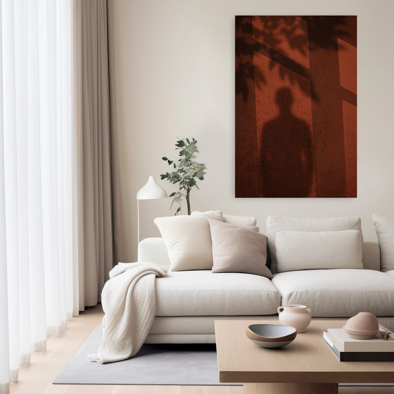 Ombre sur le mur, portrait contemporain, art mural d'été, H 60 po x l 40 po
