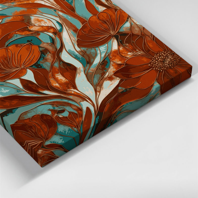 "Abstract Florals", art mural sur toile brune, H 14 po x l 11 po