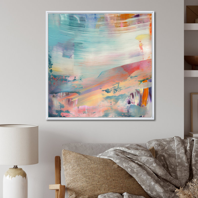 «Spring Miracles In Tender Retro Pastel I», reproduction d'art sur toile, H 36 po x l 36 po x P 1,5 po, Cadre flottant blanc