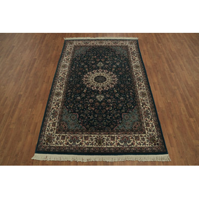 Tapis chinois luxueux luxueux sarcelle vert Aubusson 6 x 9