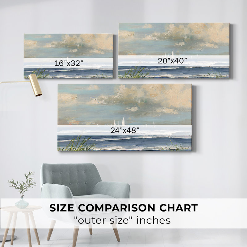 «Ocean Regatta», toile tendue avec châssis encadré, prête à être accrochée, H 21 po x l 41 po, Doré