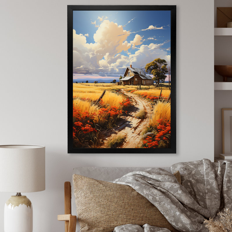 «Prairies Storm Farmhouse Unveilé», reproduction sur toile, Cadre photo noir, H 44 po x l 34 po x P 1,5 po