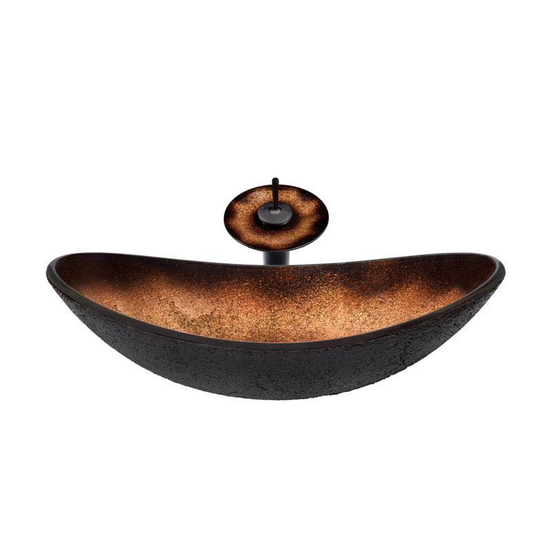 Novatto 13.5 " Glass Oval Bathroom Sink with Faucet