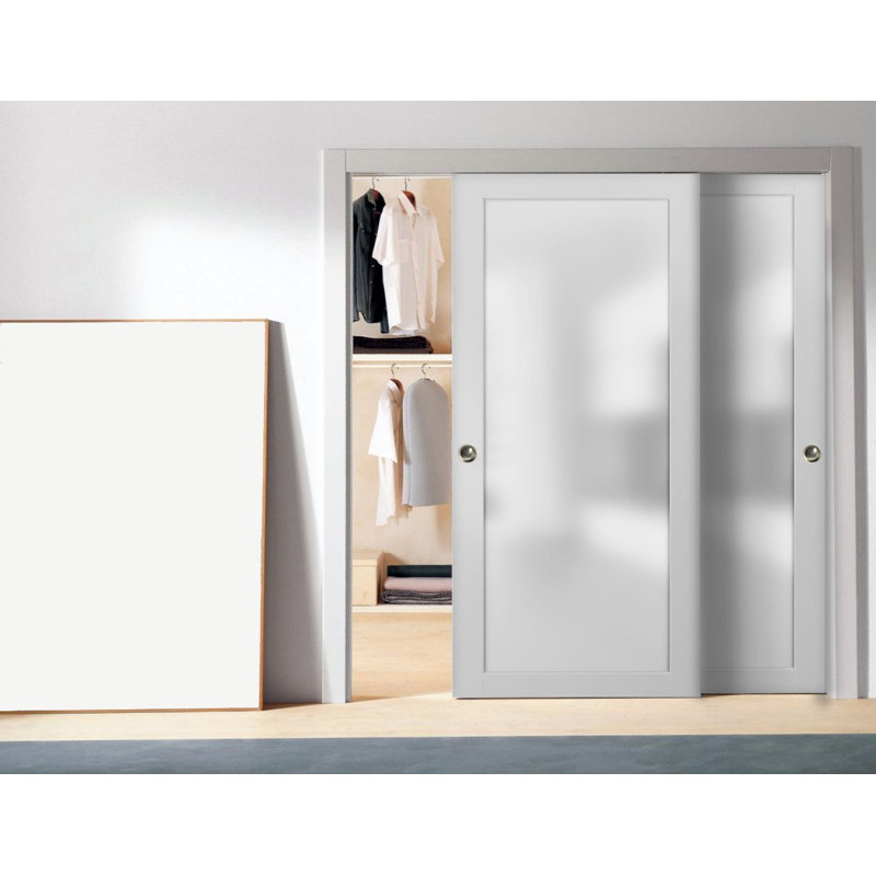 Portes coulissantes en verre givré Planum, 60 po x 80 po, Soie blanche 2