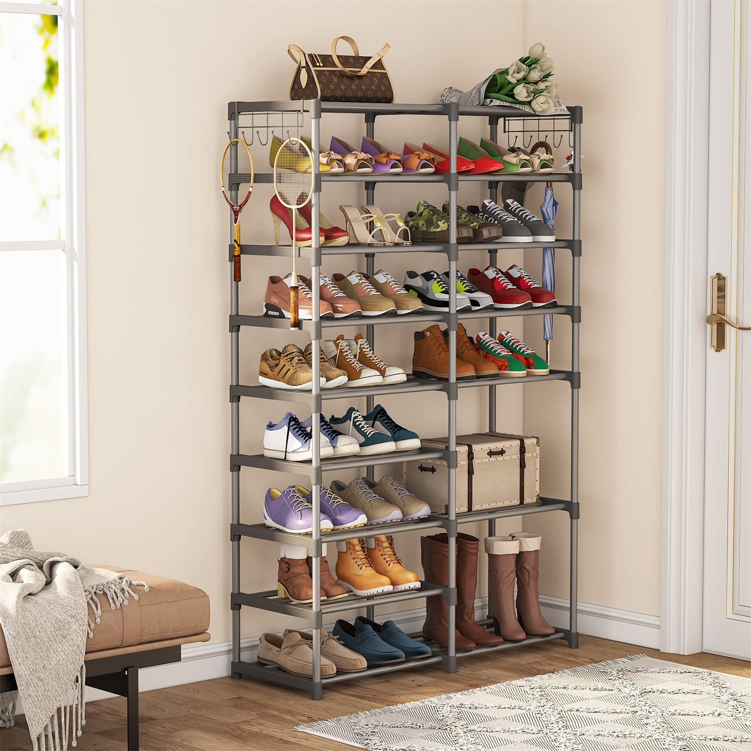 Rebrilliant 16 Pair Shoe Rack | Wayfair