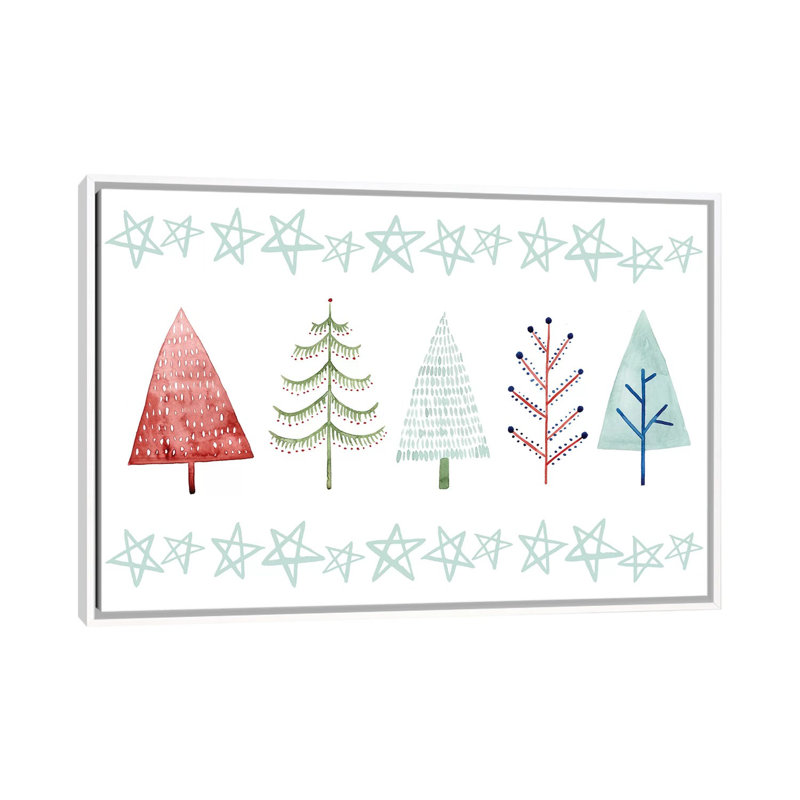 «Christmas Tree Whimsy Collection C» par Grace Popp - reproduction d'art, H 18 po x l 26 po x P 1,5 po, Pas de tapis