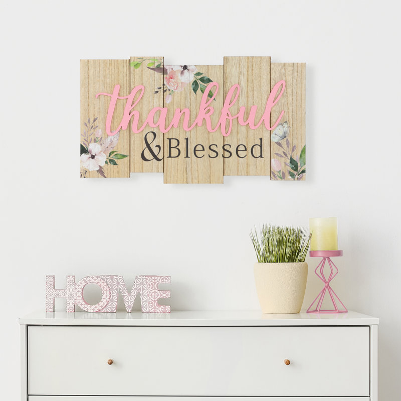Panneau mural «Thankful And Blessed» - 20,75 po