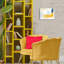 Art mural jaune et bleu abstrait par Victoria Barnes