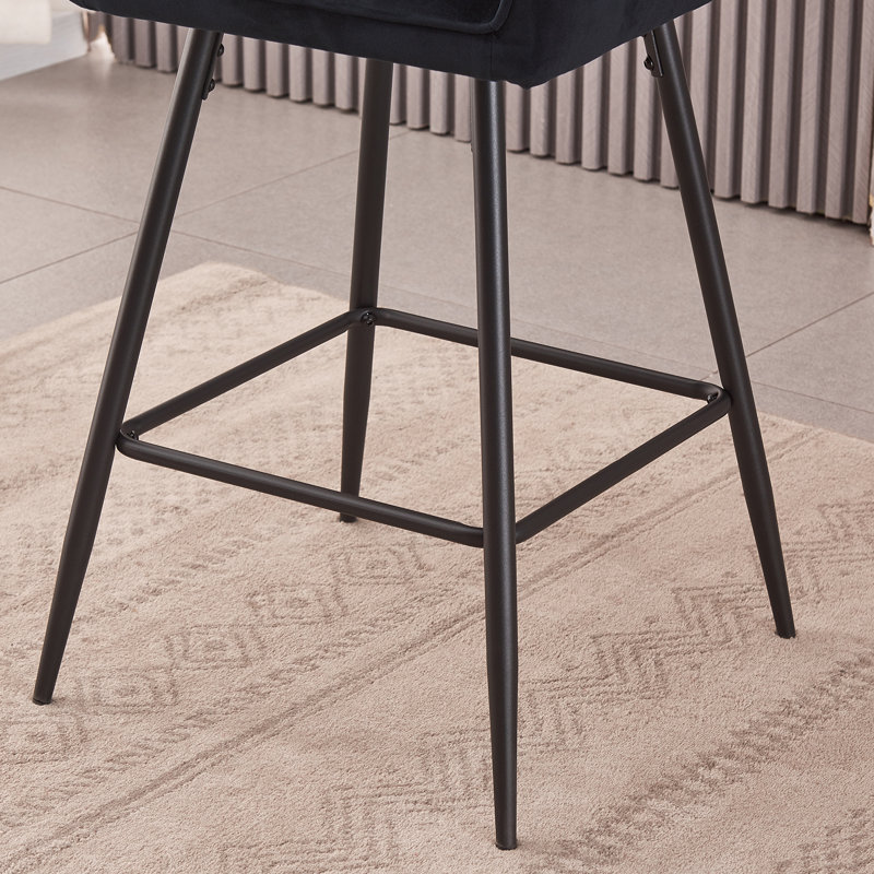 Baston 67cm Velvet Arm Bar Stools, Grey