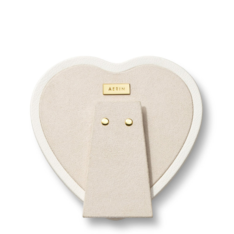 White Heart-Shaped Leather Tabletop Picture Frame