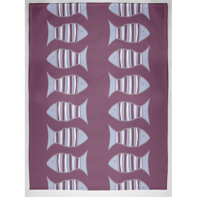 Jeté en molleton Quelque chose de poisson, L 60 po x l 50 po x P 0,5 po, Violet