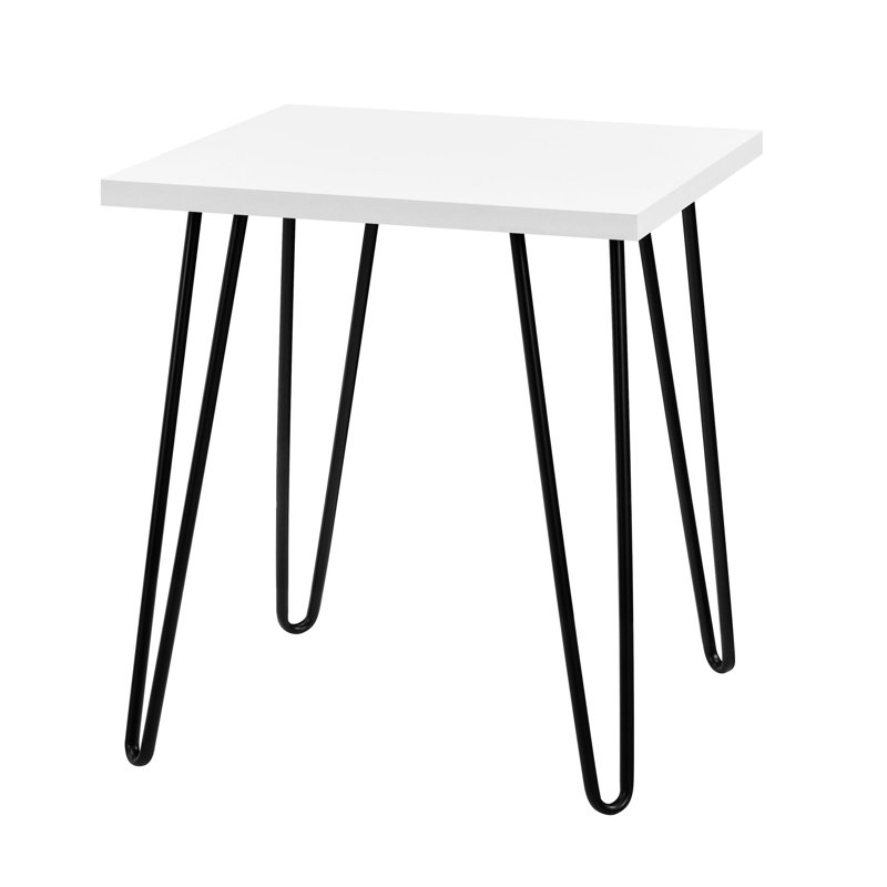 Ewalt Side Table with metal legs, White