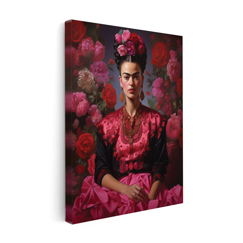 Portrait floral rose Frida, Unframed, Canvas, 18"H x 24"W