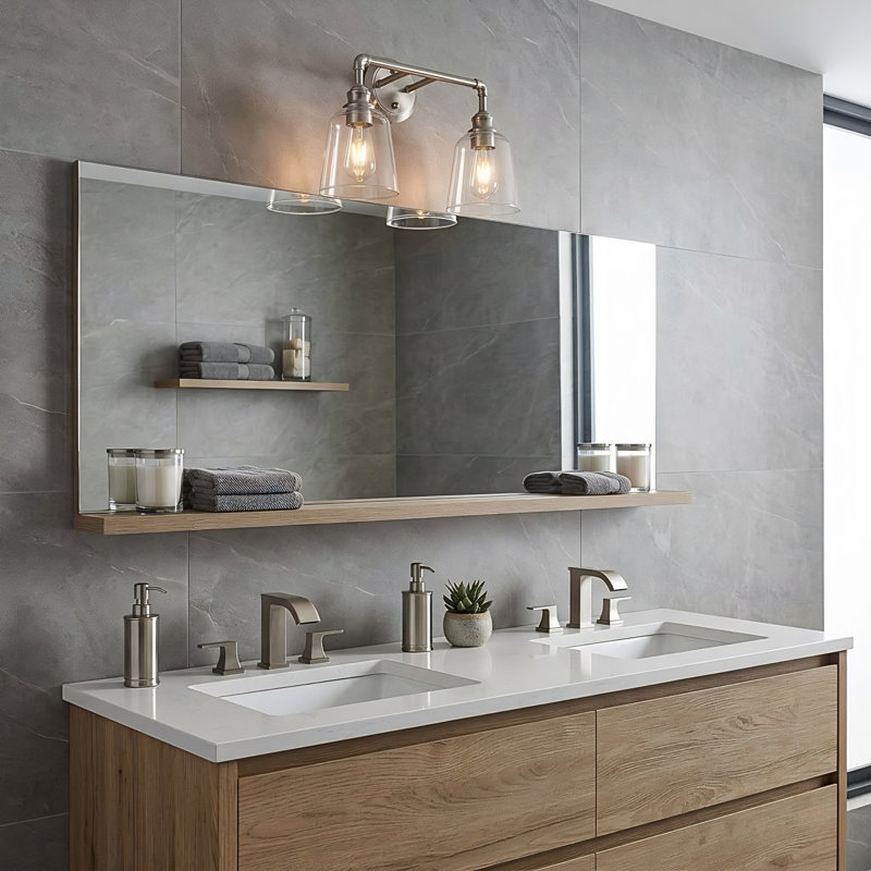 Éclairage pour meuble-lavabo à 2 lumières Kedzie, Nickel brossé