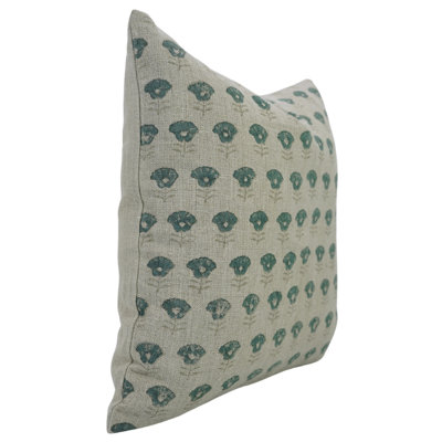 Coussin décoratif à imprimé floral fait à la main à motif de blocs Boho - Kohinoor