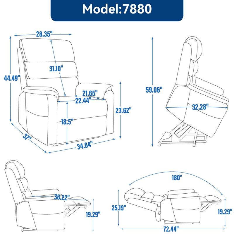 Fauteuil inclinable électrique Power Lift avec télécommande, Brun jaune