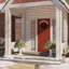 Pre-lit Fan-Shaped Outdoor Christmas Tree with Metal Stake, 68*68*45cm