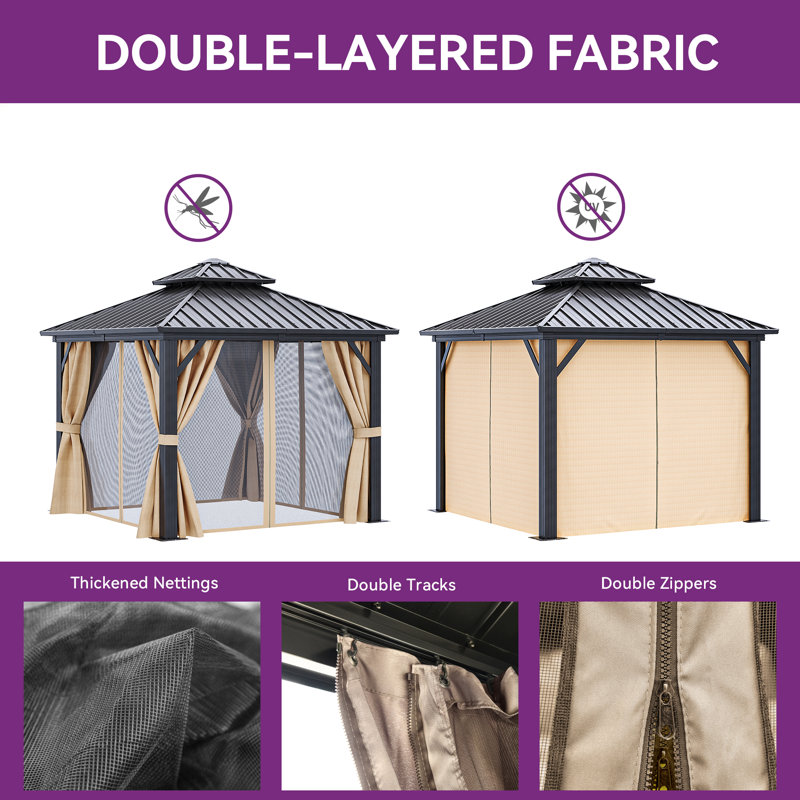 Pavillon de jardin en aluminium, Abri de garage en plastique x P 10 po