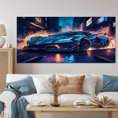 Blue And Black Exotic Car Velocity II - Exotic Car Canvas Art Print