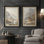 Set of 2 Premium Framed Art Vintage Abstract Artworks on Premium Canvas with 26"x36" Frame