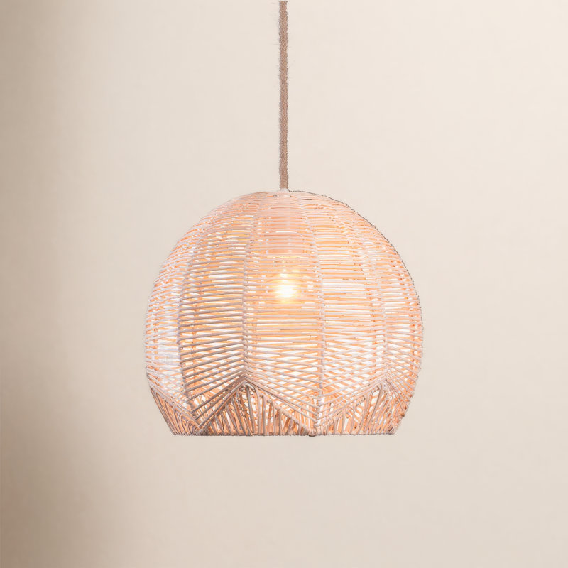 Noel 1-Light Rattan Pendant - White