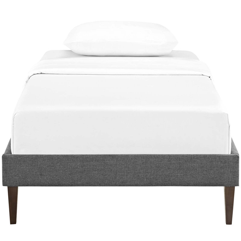 Base de lit Tessie avec pieds fuselés carrés, Gris, Simple