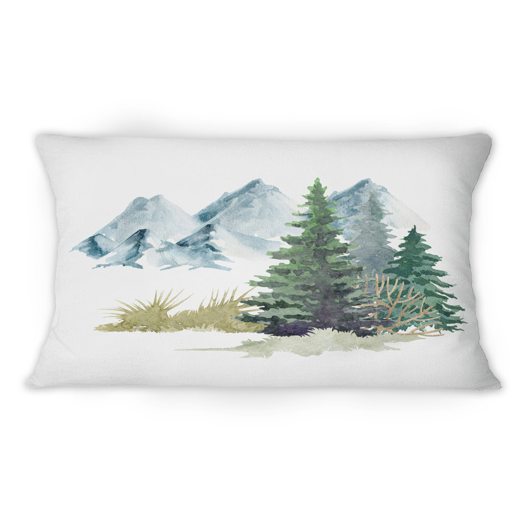 Pine Trees In Mountain Landscape -1 Country Printed Throw Pillow Design Art