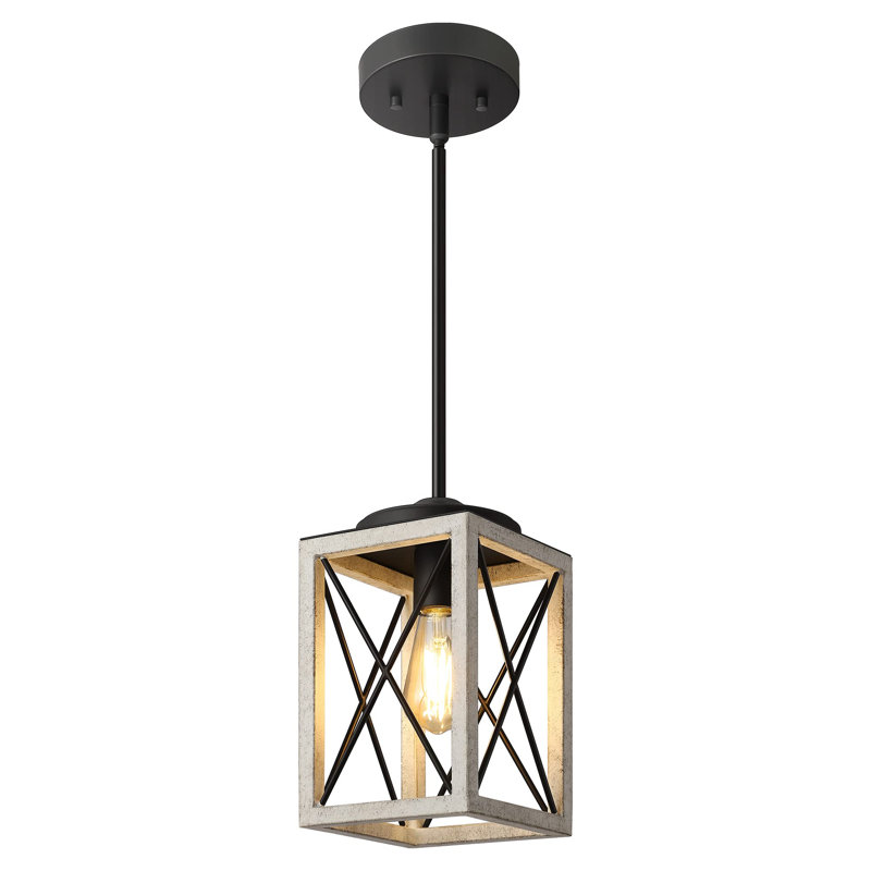 Gracela 1 - Light Lantern Rectangle Pendant, White, 48" H x 6.5" W x 6.5" D