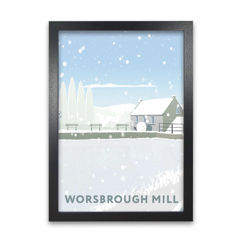 Worsbrough Mill In Snow by Richard O'Neill - Single Picture Frame Print, 84 cm H x 60 cm W, Black