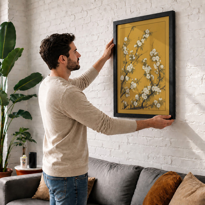 Springtime Blossoms Japandi - Framed Print, Unframed, A1 - 84.1 x 59.4 cm