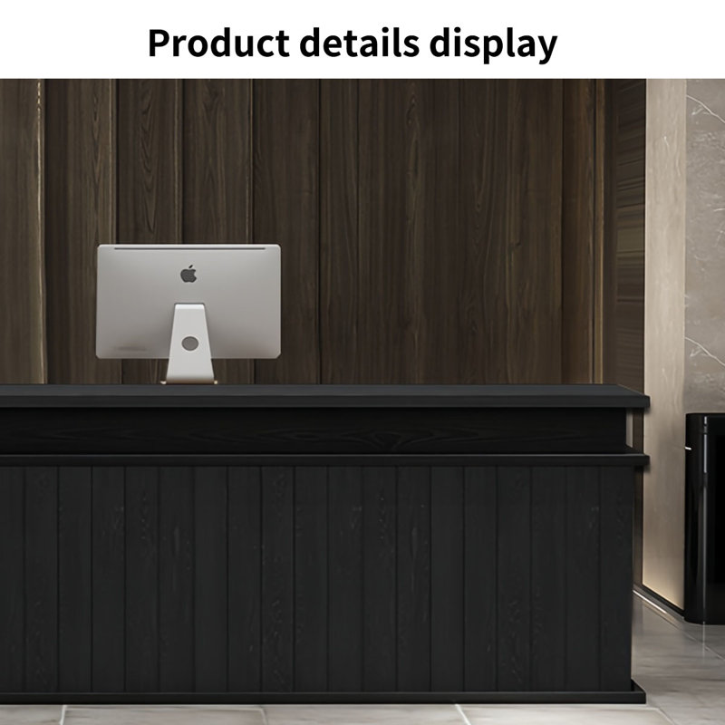 Bar Counter with Wine Storage & Cabinet, Reception Bar Table for Home & Commercial Use, Black