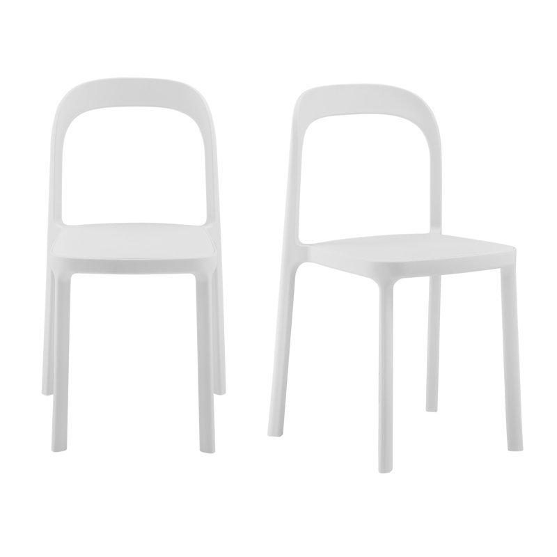 Chaise de salle à manger de patio empilable Daza, Blanc